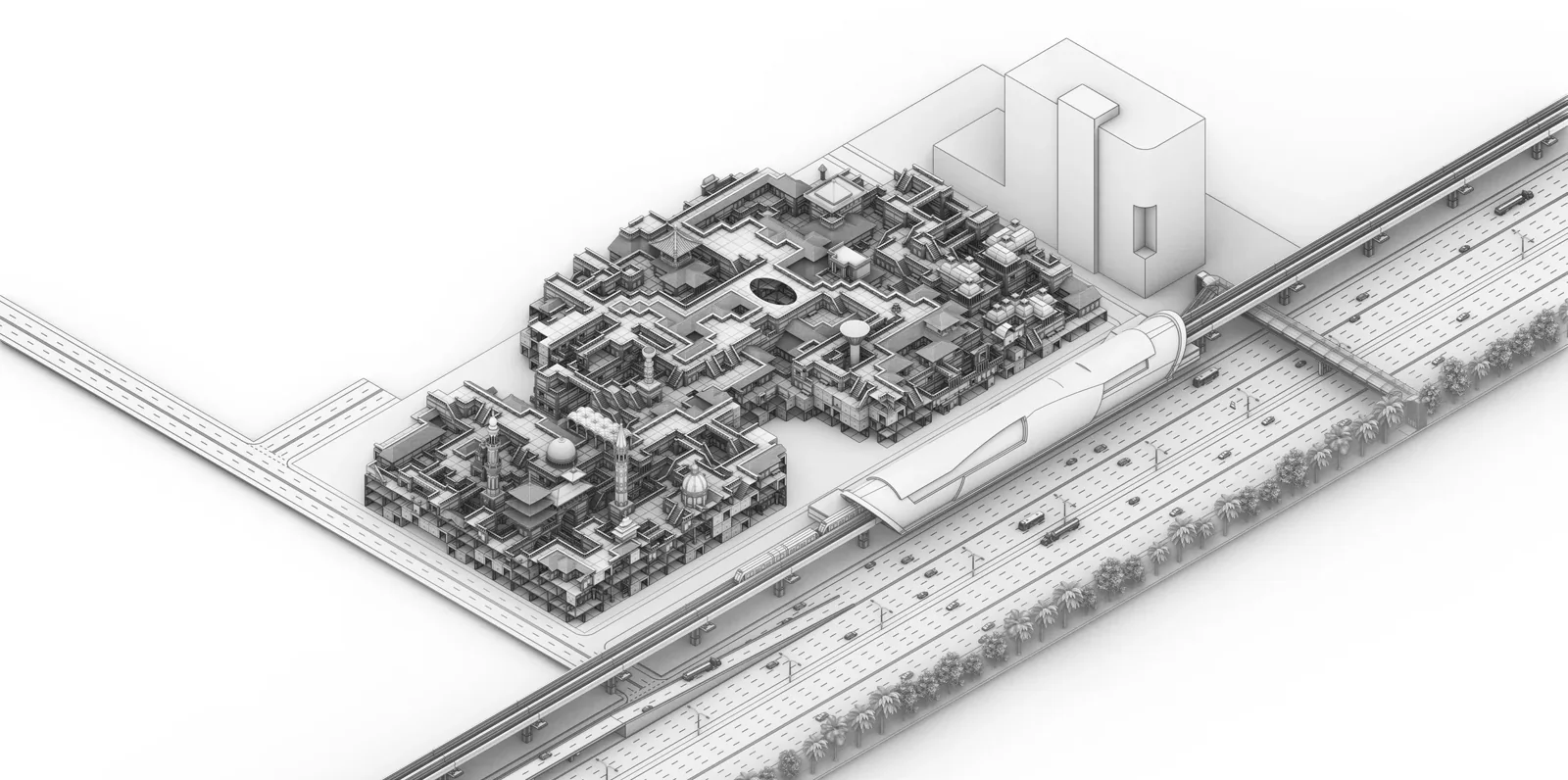 City growth - mature urban cluster with diverse programmes