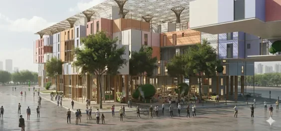 Render detail of the courtyard space