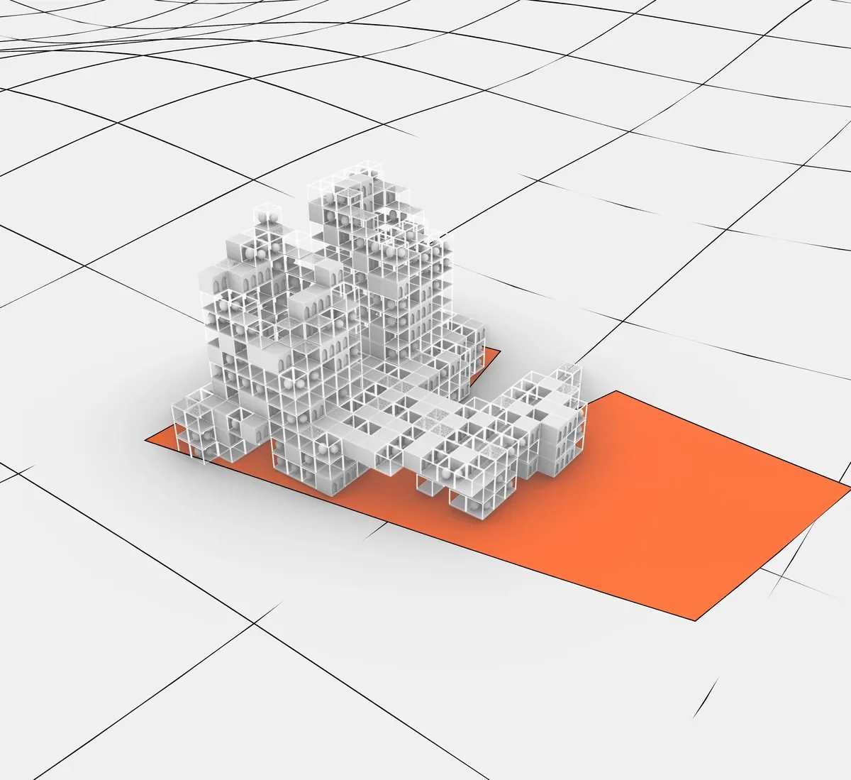 Massing variation - cluster of three towers