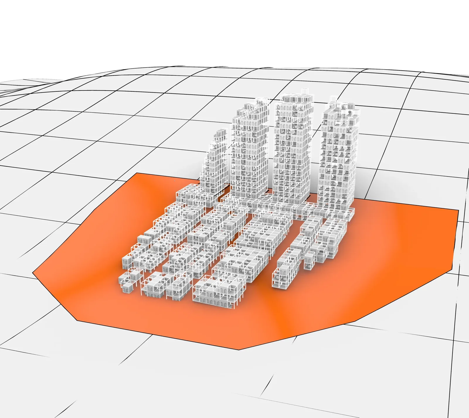 Single tower configuration on its plot