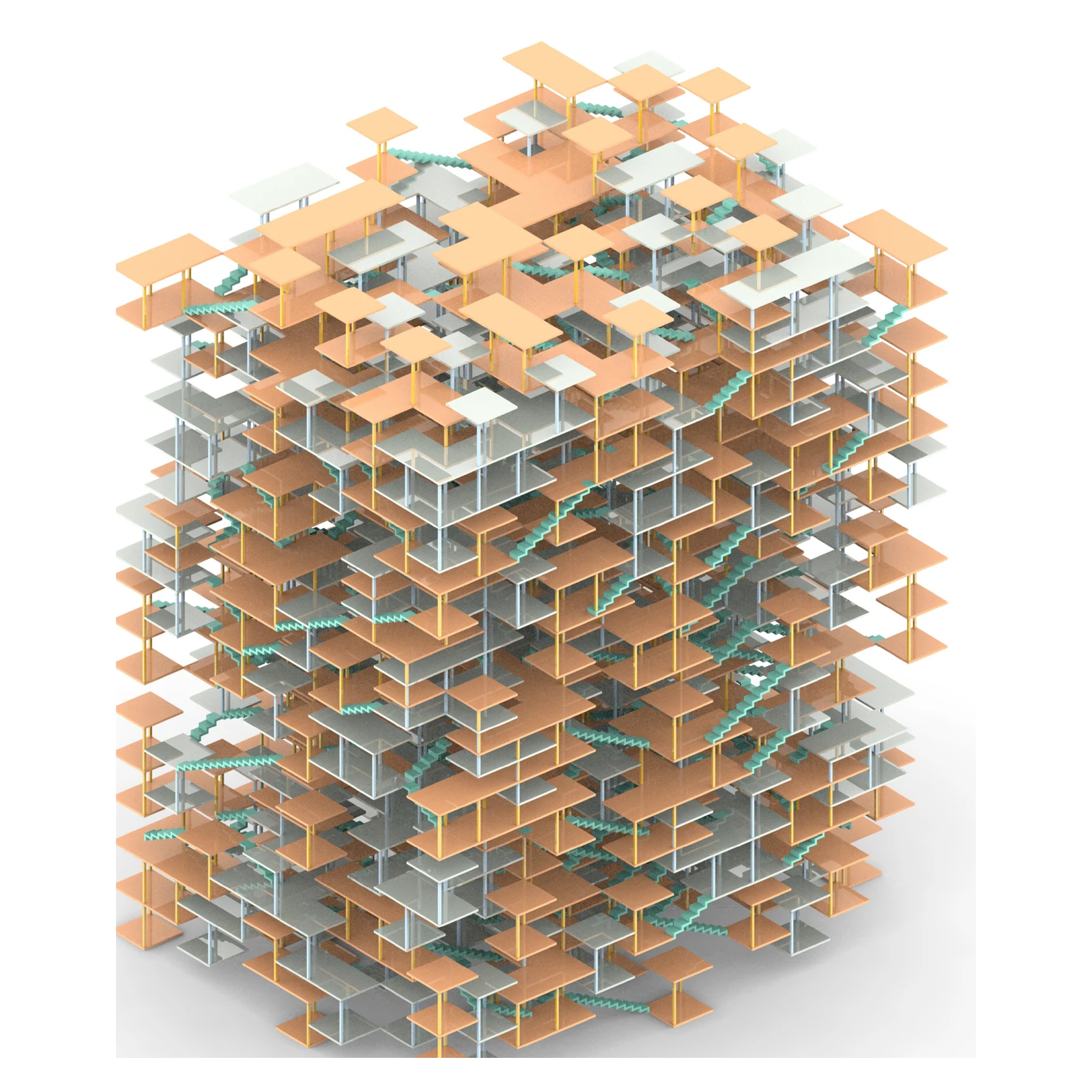 Cube-Hug. A modular framework of floors, walls and stairs.