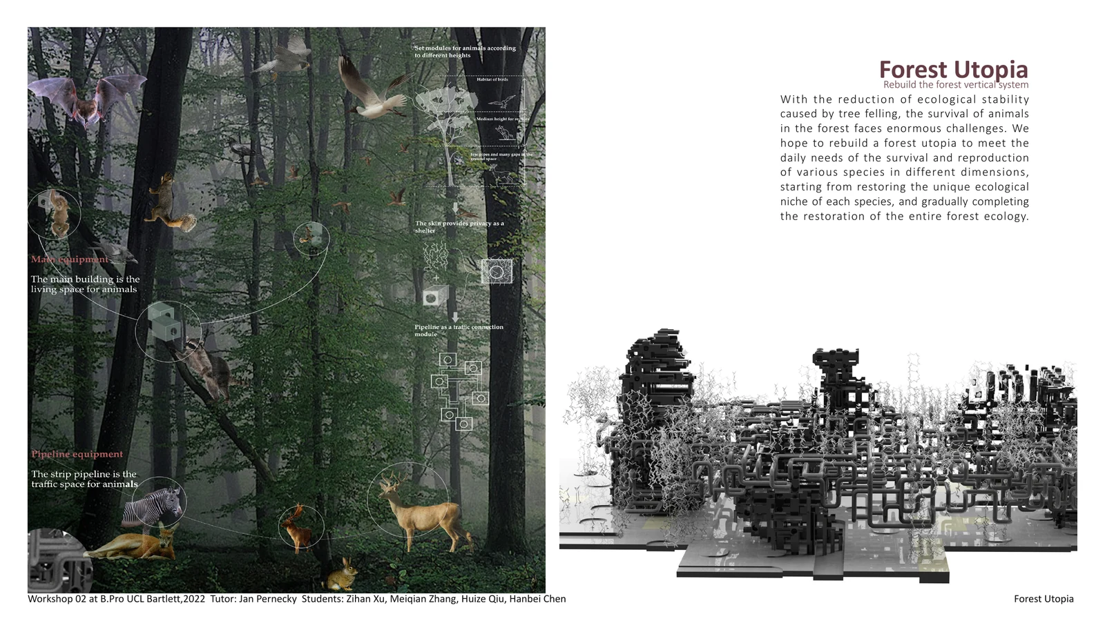Forest Utopia. The ecological brief and overall assembly.