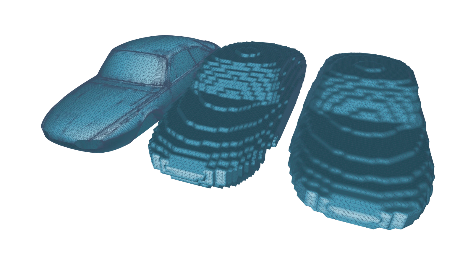 Blue car models hybridised with H.U.R.B.A.N. Selector.