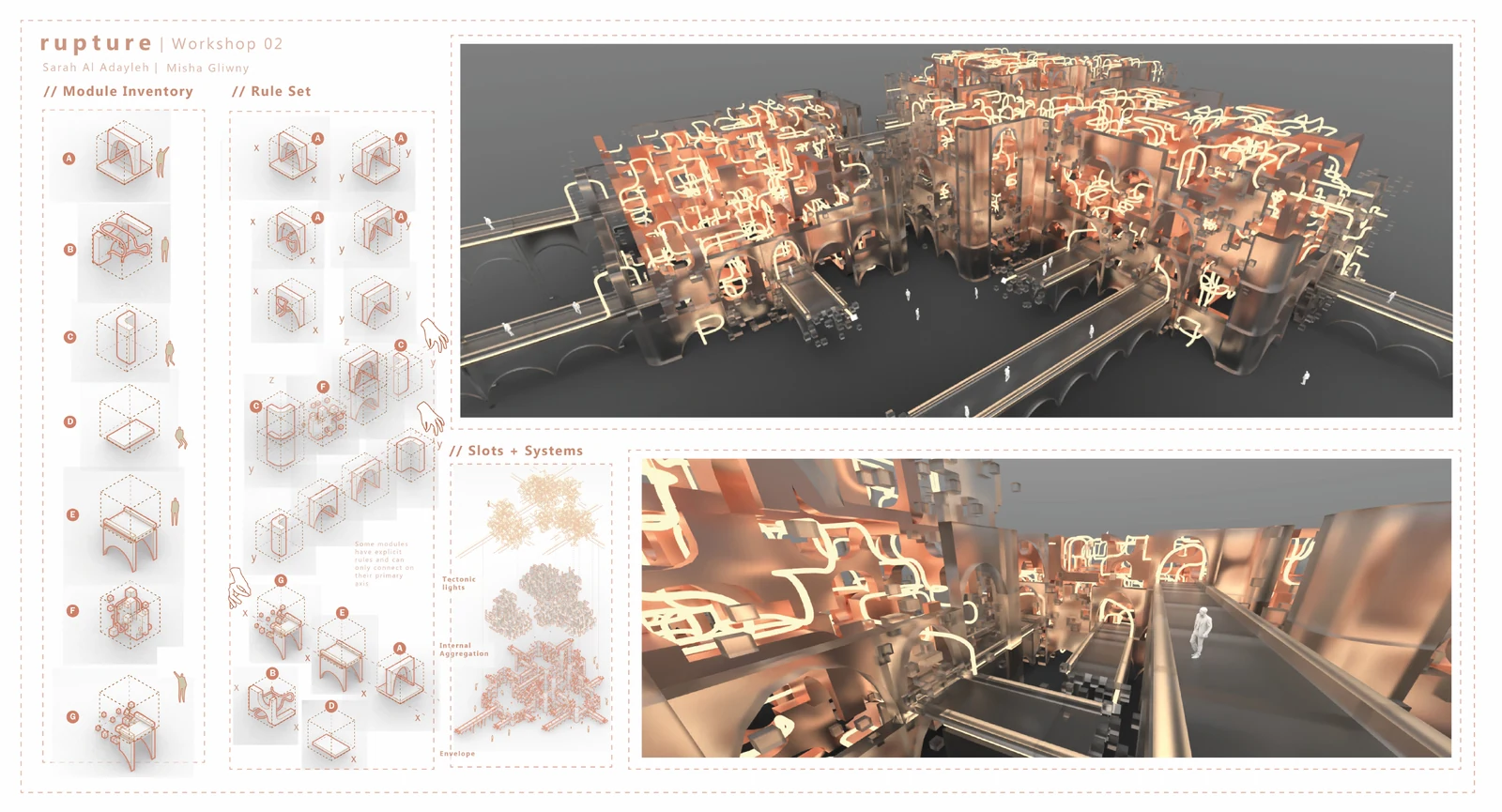 rupture. Original presentation with module inventory, connection rules and assembled views.