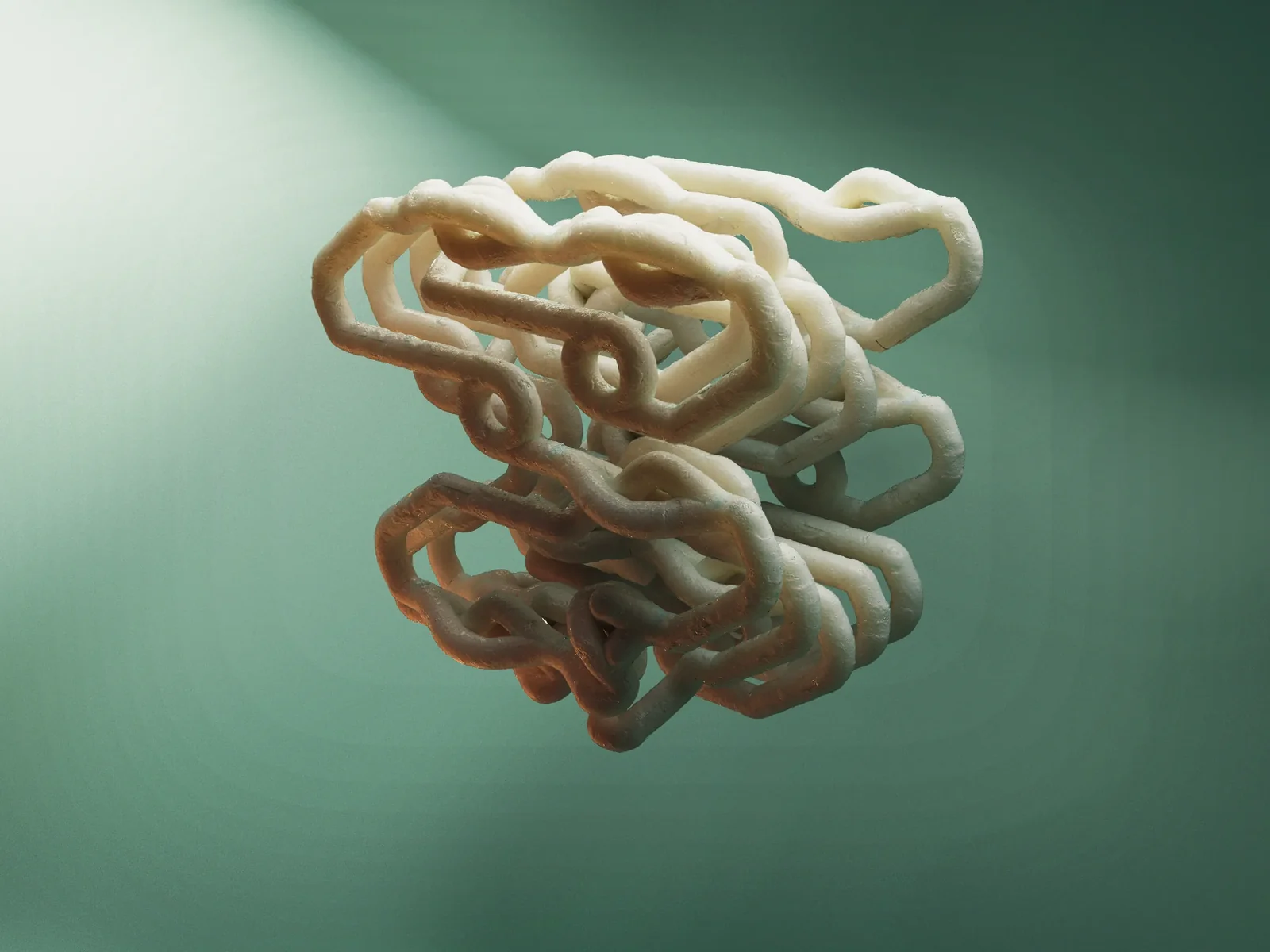 Close view of interlocking curved parts in 6th Element.