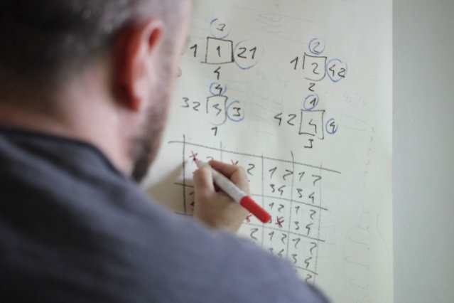 Working out WFC rules on a whiteboard