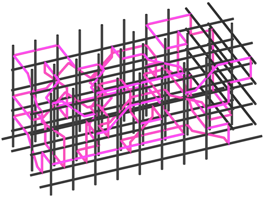 Assembled Neons frame with interwoven neon tube loops