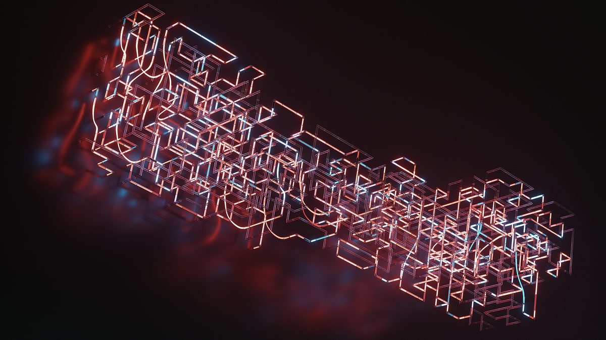 Neons modular light sculpture angle