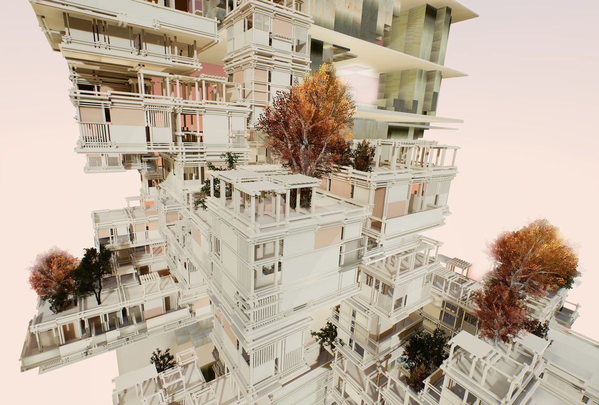 Skyscraper - wood material top view