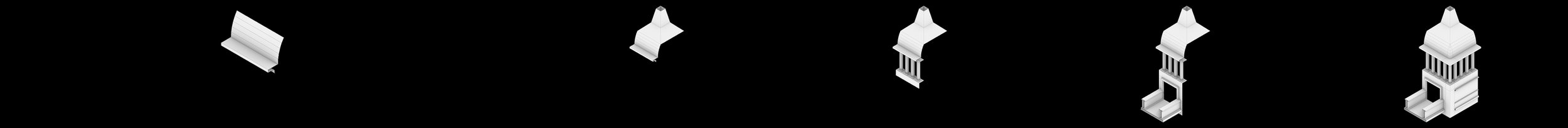 Fragment catalogue - kampung building modules with connectors for WFC assembly