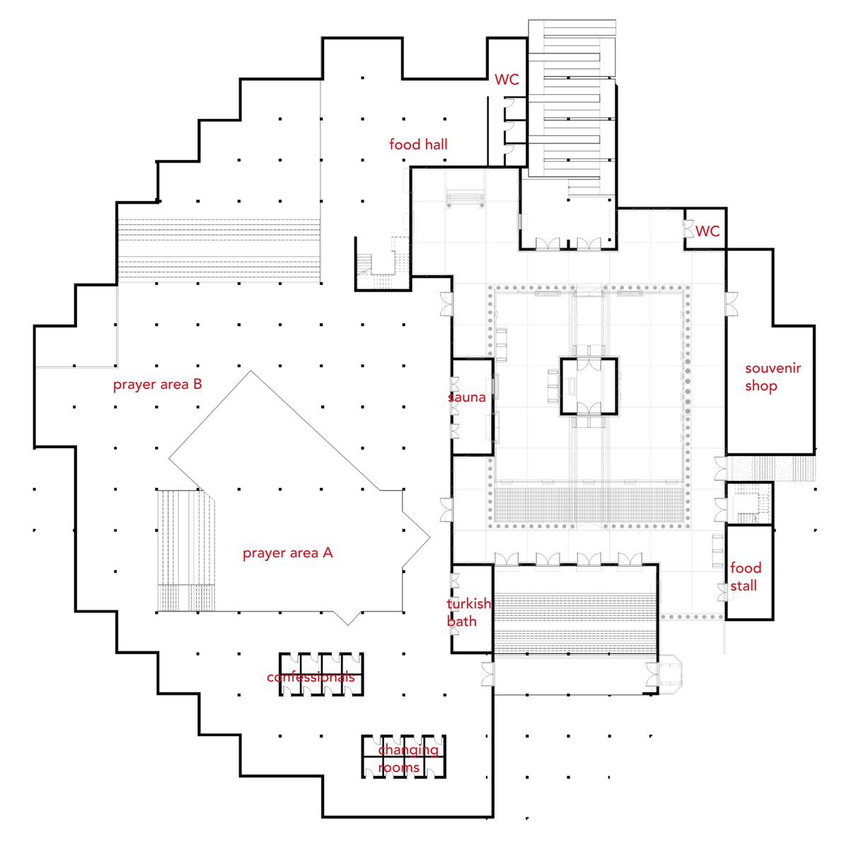Floor plan - level showing programmatic variety and spatial layout