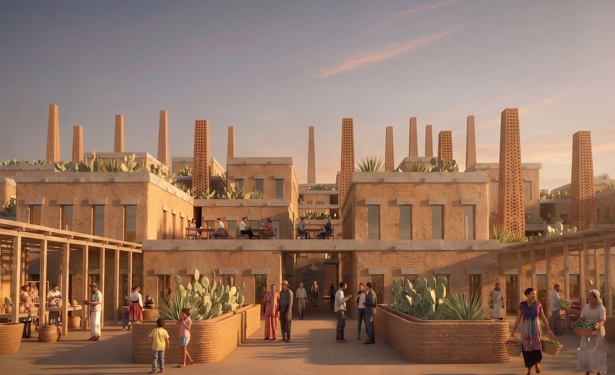 Street-level view of the generated barrio settlement