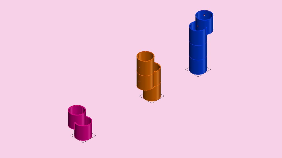 Module catalogue showing cylindrical elements